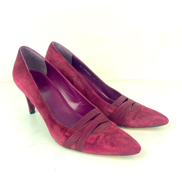 STUART WEITZMAN Burgundy Suede Pumps Heels - Picture 1 of 11